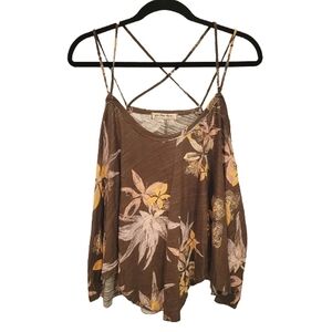 We the Free by Free People Brown Floral Strappy Flowy Tank New size Medium